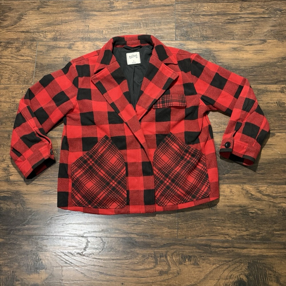 Woolrich Buffalo Plaid Melton Jacket Women’s M Red Black Checkered Blazer Coat